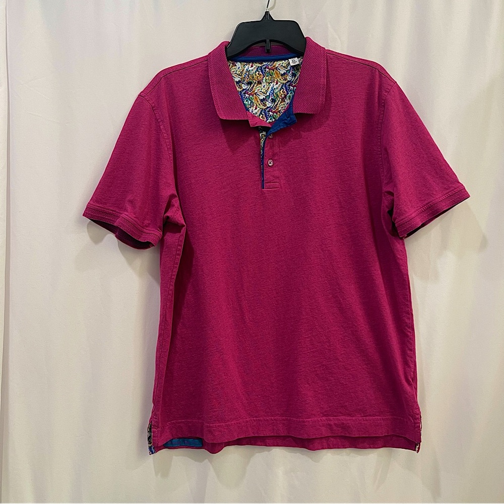 Robert Graham Cotton Polo Raspberry Pink Men’s Size XLarge